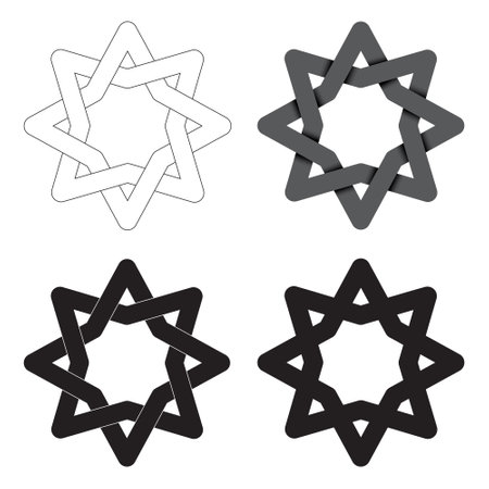 Pattern of oriental geometric ornament in a variety of designs for logo, stencils, prints. Vector...