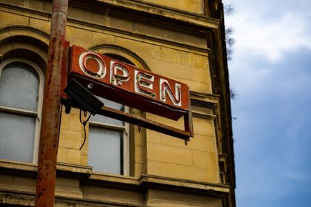 An Old Rusty Neon Open Sign. Now Closed For Businessの写真素材