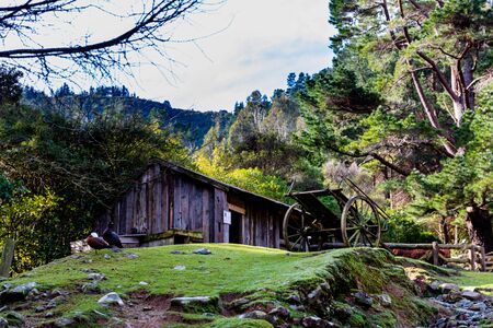 An Old Barn Sits On the Hill in this Beautiful Locationの写真素材