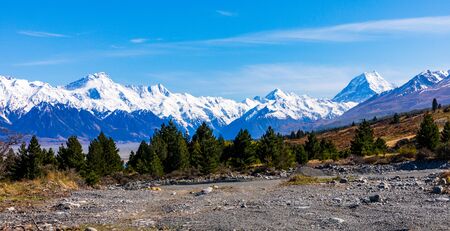 The Southern Alps Stand Tall In Canterbury, New Zealandの写真素材