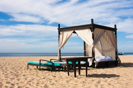 Luxury Beach Bed Setupの写真素材