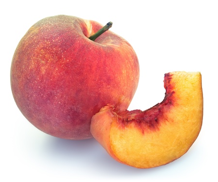 Peaches isolated on white backgroundの写真素材
