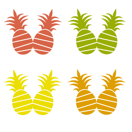 Bright and funny pineapplesのイラスト素材