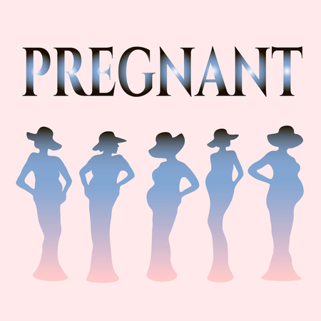 Beautiful pregnant, vector image with silhouette pregnantのイラスト素材