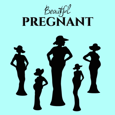 Beautiful pregnant, vector image with silhouette pregnantのイラスト素材
