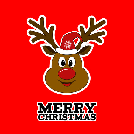 Rudolph reindeer. Merry Christmas. Santa Claus's reindeer. Sticker.のイラスト素材
