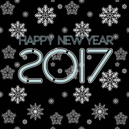 2017. Happy New Year. Seamless pattern. Snowflakes greeting card. Background for winter and christmas theme. Vector illustration. Snowing background.のイラスト素材