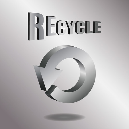 Vector illustration of 3d arrows, logo design. Recycle symbol isolated on white. Symbol of recycle, refresh or endless movementのイラスト素材