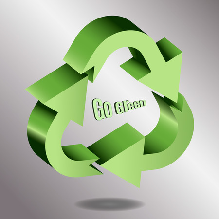 Vector illustration of 3d arrows, logo design. Recycle symbol isolated on white. Symbol of recycle, refresh or endless movementのイラスト素材