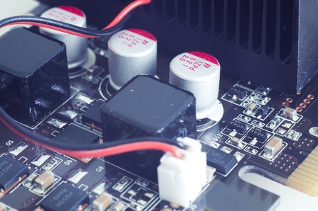 Closeup shoot of elements of computer videocard
