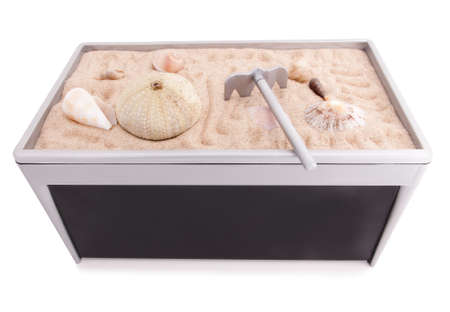 Japanese Garden table for relaxation  Isolated over white background の写真素材