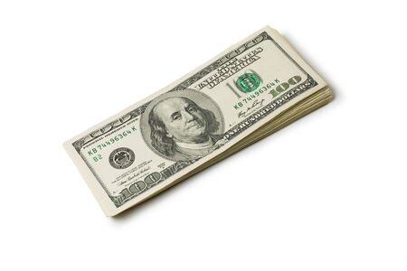 Pack of banknotes. Isolated over white background.