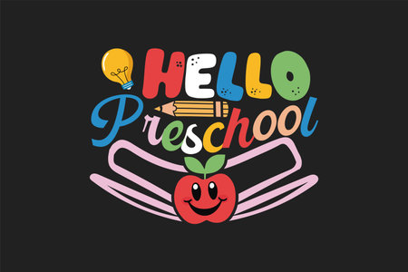 Hello preschool t shirt designのイラスト素材
