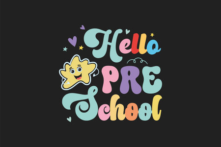 Hello preschool t shirt designのイラスト素材