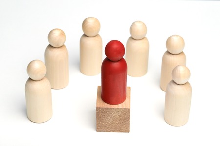 A men stands on the podium and broadcasts his thoughts and ideas to listeners.の写真素材