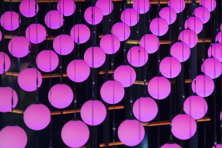 background of neon lamps lilacの写真素材