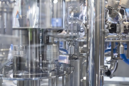 Stainless steel pipes in the factory.の写真素材