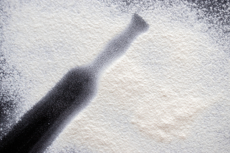 Flour on black backgroundの写真素材