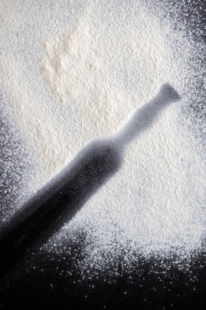 Flour on black backgroundの写真素材