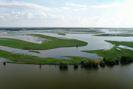 Flooding in the Volga delta, Russiaの写真素材