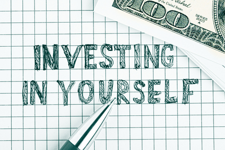 Invest in yourself. Personal development and education concept background.の写真素材