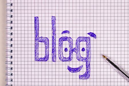 Text Blog made with a ballpoint pen in a notebook.の写真素材