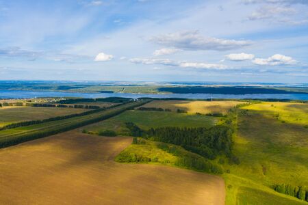 landscape at the confluence of the Volga and Kama riversの写真素材