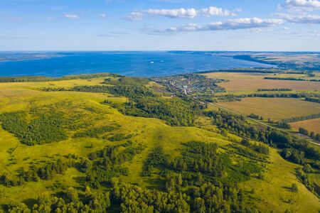 landscape at the confluence of the Volga and Kama riversの写真素材