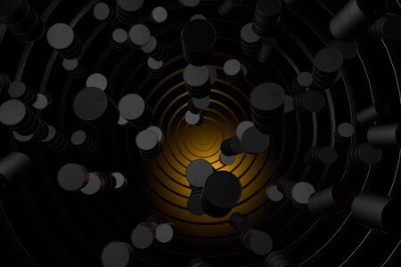 Oil barrels fall down, concept of collapse of oil prices on the world market 3d renderingの写真素材