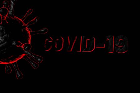 Coronavirus disease COVID-19 infection, pandemic risk, black background 3d rendering