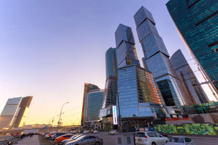 MOSCOW, RUSSIA - APRIL 14, 2018 Evening view of the Moscow City Horizontalのeditorial素材