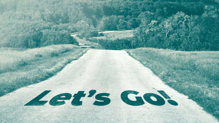 Road in the countryside with Lets Go text. High quality photoの写真素材