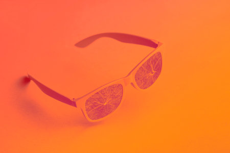 Beach sunglasses summer concept on pink background. High quality photoの写真素材