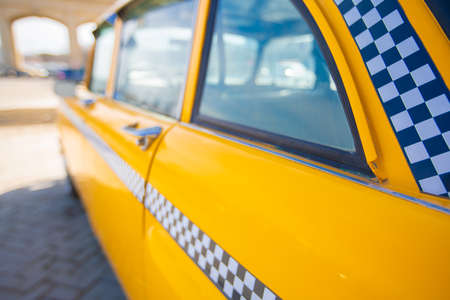 Close-up of vintage American taxi elements. High quality photoの写真素材