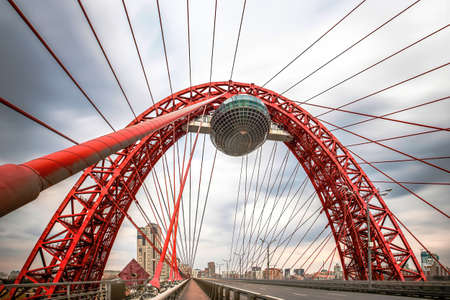 The Picturesque Bridge (also known as the Bridge in Serebryany Bor) is a cable-stayed bridge across the Moskva River in Moscow, Russia. High quality photoの写真素材