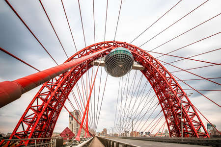 The Picturesque Bridge (also known as the Bridge in Serebryany Bor) is a cable-stayed bridge across the Moskva River in Moscow, Russia. High quality photoの写真素材