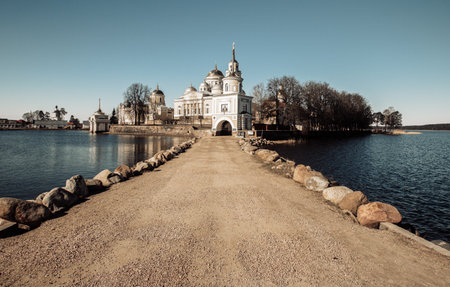 Nilo-Stolobenskaya Pustyn is situated on Stolobny Island in Lake Seliger. Tver region, Russia. High quality photoの写真素材