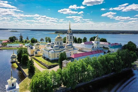 Nilo-Stolobenskaya desert, a monastery on lake Seliger, island. High quality photoの写真素材