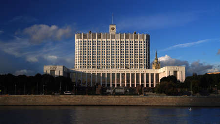 Russia, MOSCOW - September: 2021: Russia government building at Moscow river. High quality photoのeditorial素材