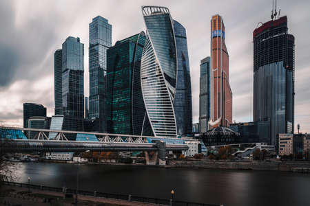 Moscow, Russia - October 16, 2021: Moscow City. View of skyscrapers Moscow International Business Center. High quality photoのeditorial素材