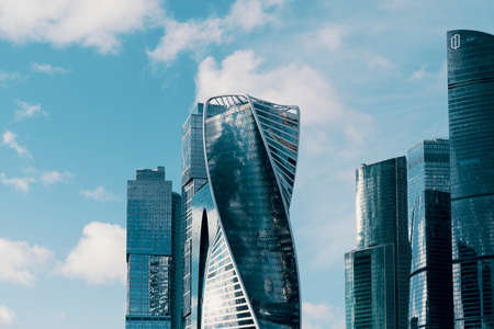 Moscow, Russia - November 11, 2021: Fragment of a complex of high-rise office buildings. High quality photoのeditorial素材