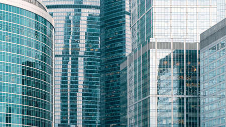 Fragments of modern buildings in the financial center of Moscow. High quality photoの写真素材