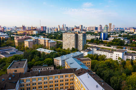 North-West of Moscow, view from above. Sokol and Shchukino districts. City panorama. High quality photoの写真素材