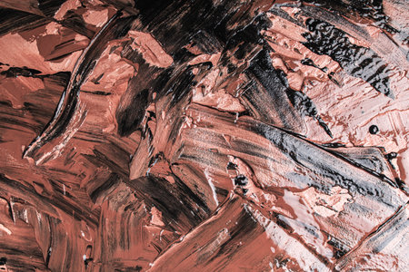 Abstract background with brown or chocolate colored plaster texture. Seamless background with large brush strokes. Rough stylized texture with space for text. High quality photoの写真素材