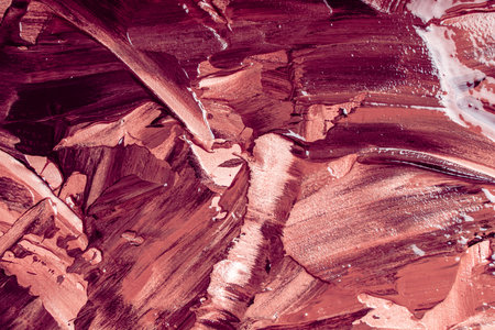 Abstract background with burgundy or wine colored plaster texture. Seamless background with large brush strokes. Rough stylized texture with space for text.の写真素材