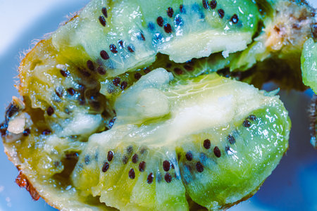 Close-up of kiwi pulp. Background with kiwi texture. Macro photography.の写真素材