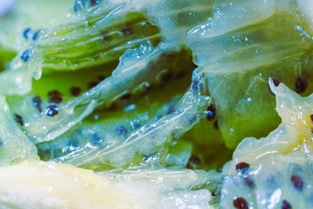 Close-up of kiwi pulp. Background with kiwi texture. Macro photography. High quality photoの写真素材
