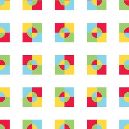 Primary color squares vector seamless pattern. Red, blue, yellow, green surface pattern.のイラスト素材