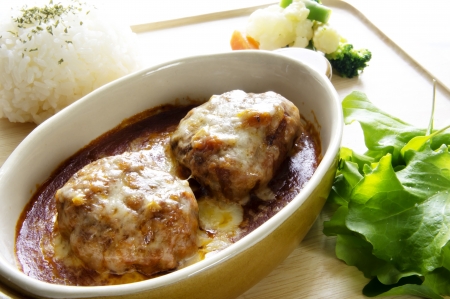 Cheese hamburger steakの写真素材