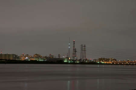 Night view from the banks of the Arakawaの写真素材
